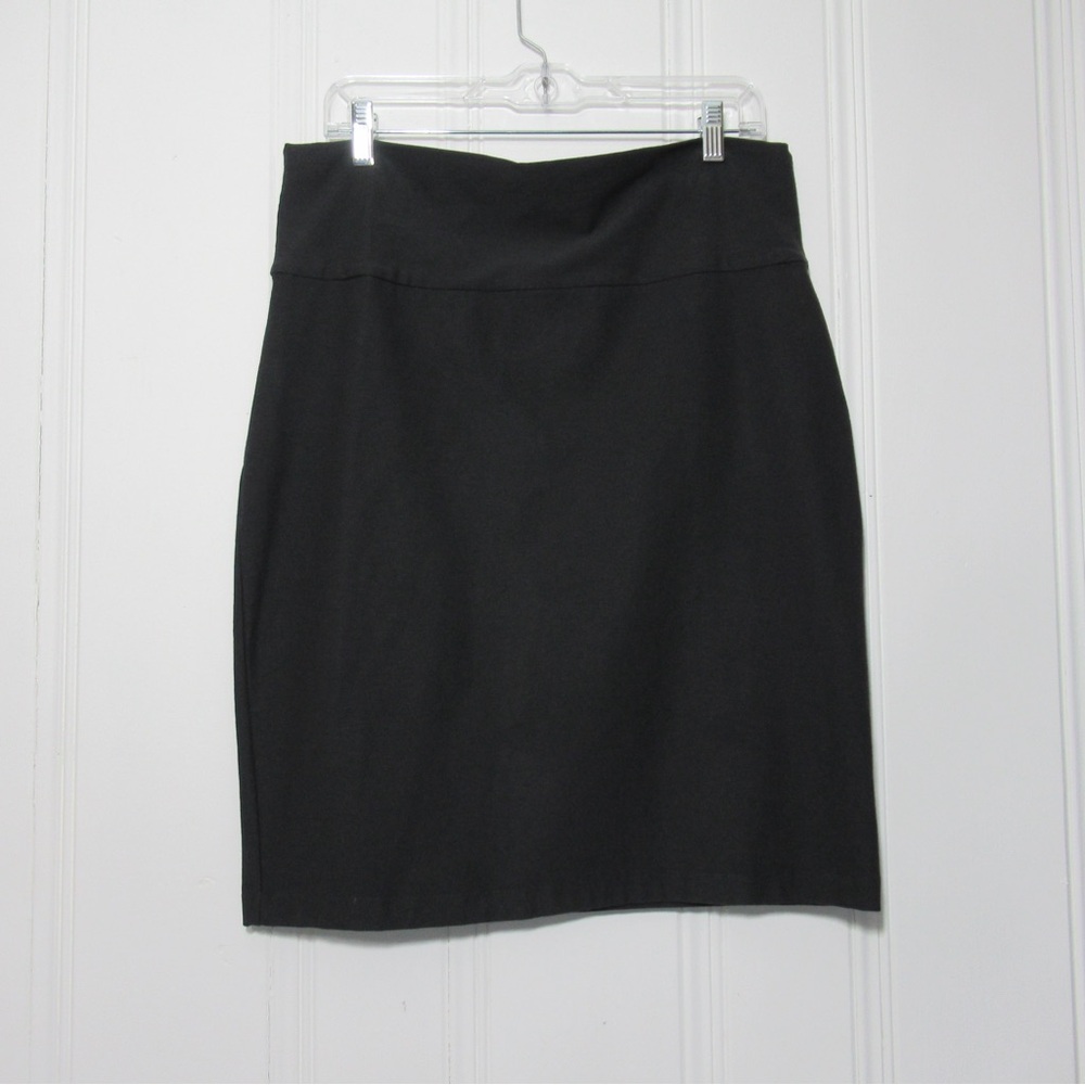 Eileen Fisher Crepe Knit Black Pencil Skirt Size Large